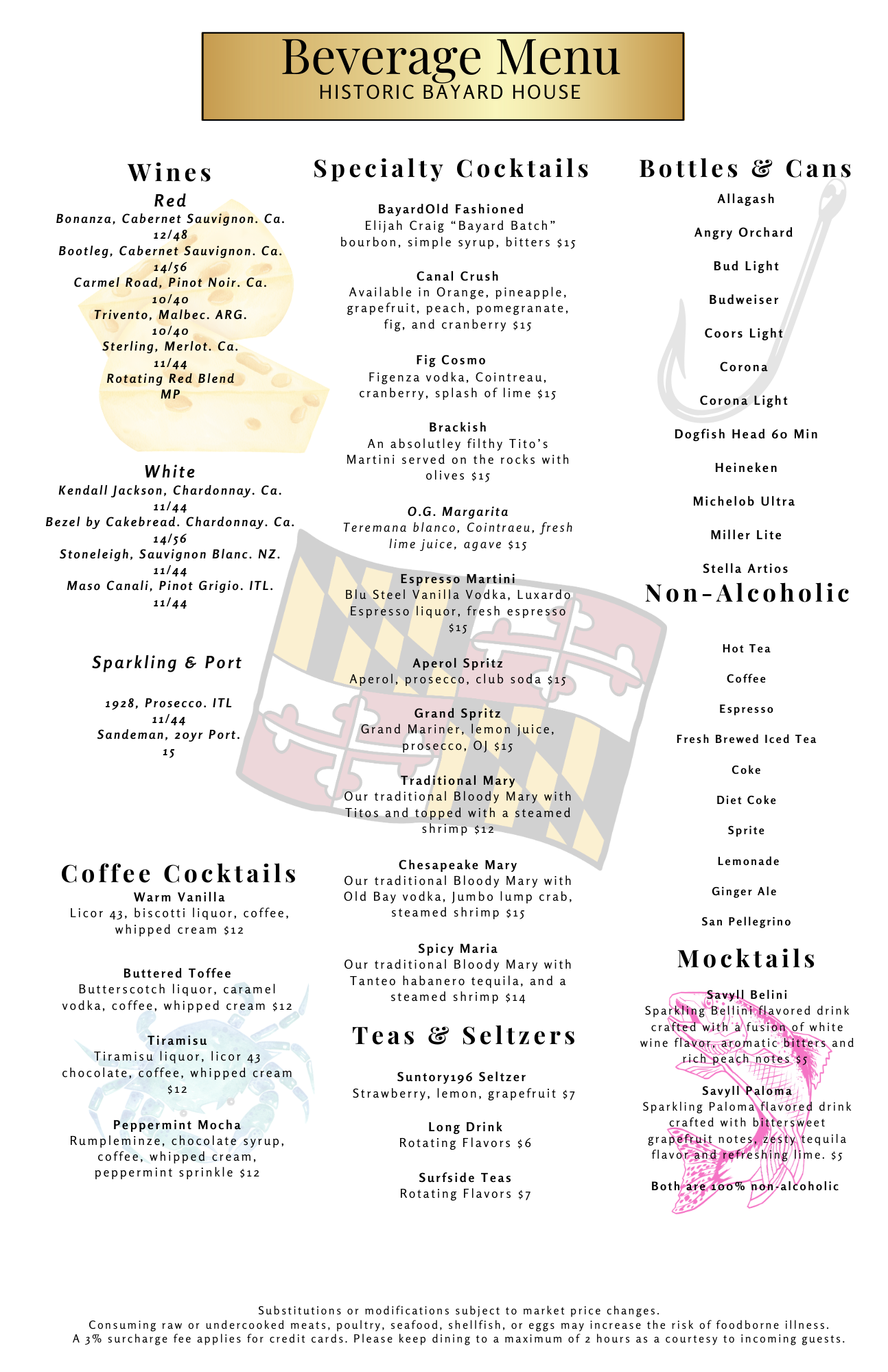 Bayard House Drinks Menu