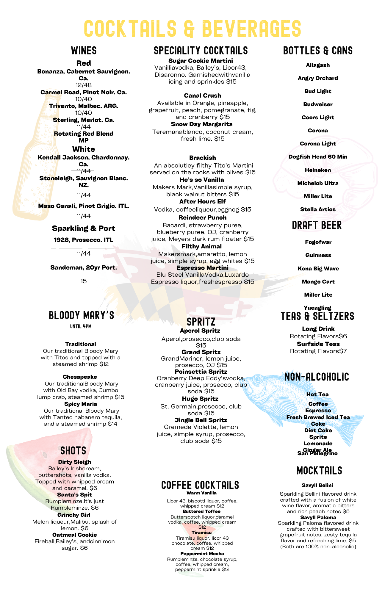 Bar & Grill Menu Page 2